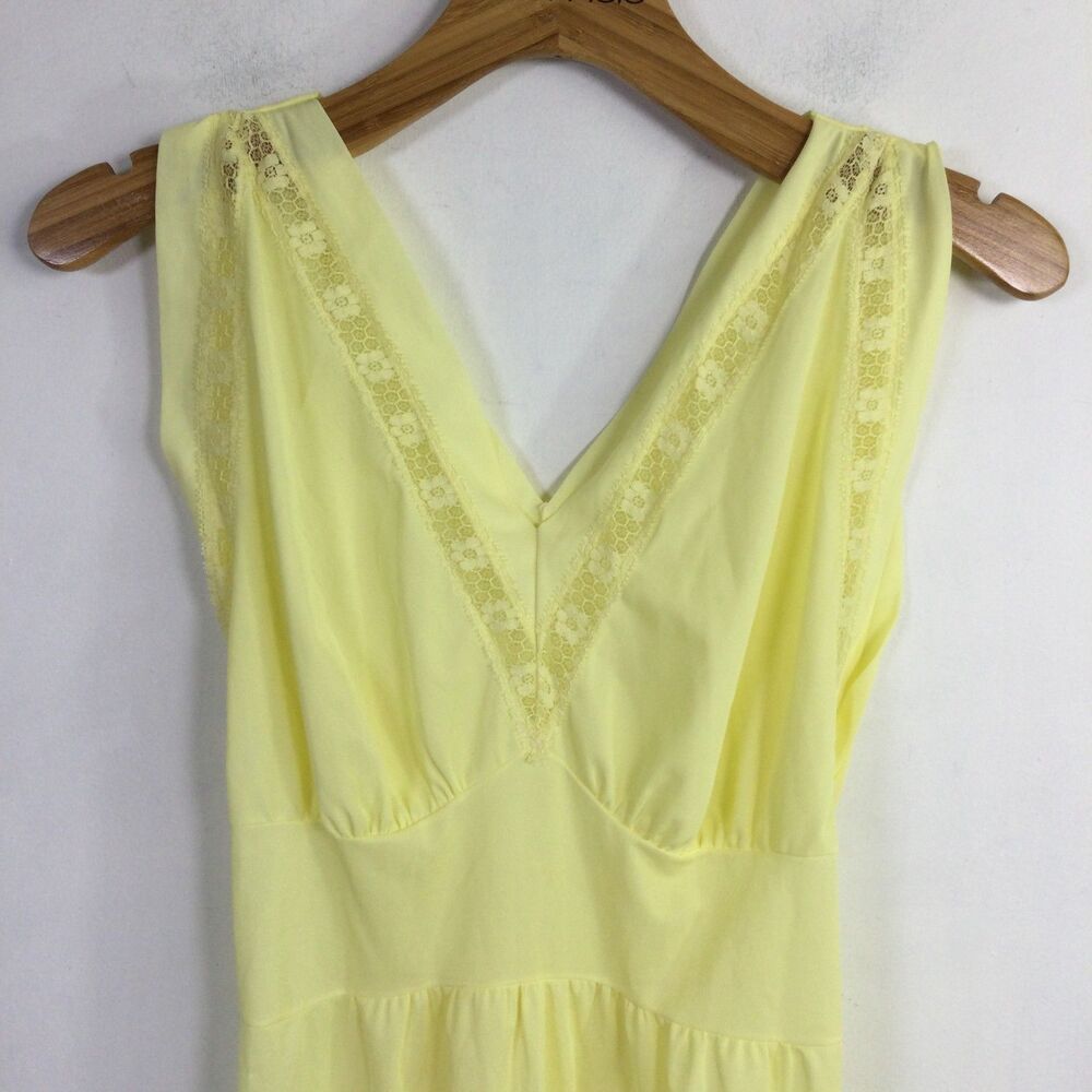 Lucy Larcom Womens Nightgown Maxi Dress V-Neck Sleeveless Pleated Yellow Size 36 - Picture 2 of 16